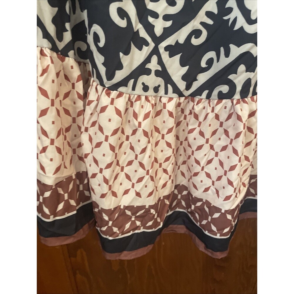 Boho Gypsy Maxi Skirt Sz L Black Multi Geometric Tribal Straight Stretch - Picture 3 of 6